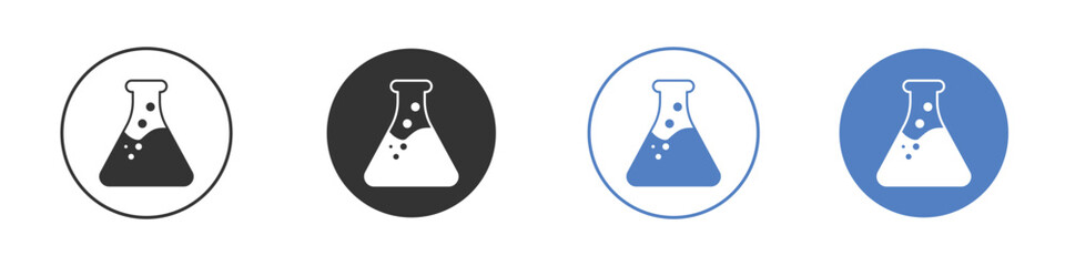 Flask icon collection for app in black and blue colors