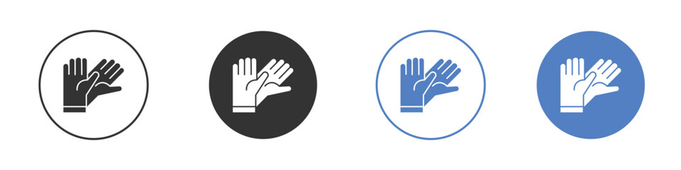 Glove icon collection for app in black and blue colors