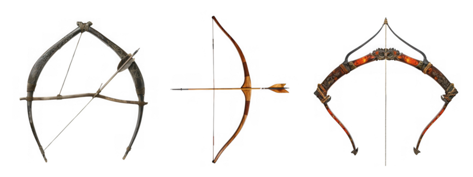  Collection of  Archery bow and arrow collection isolated on transparent background
