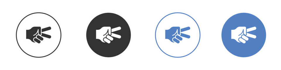 Hand scissors icon collection for app in black and blue colors