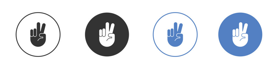 Hand scissors icon collection for app in black and blue colors