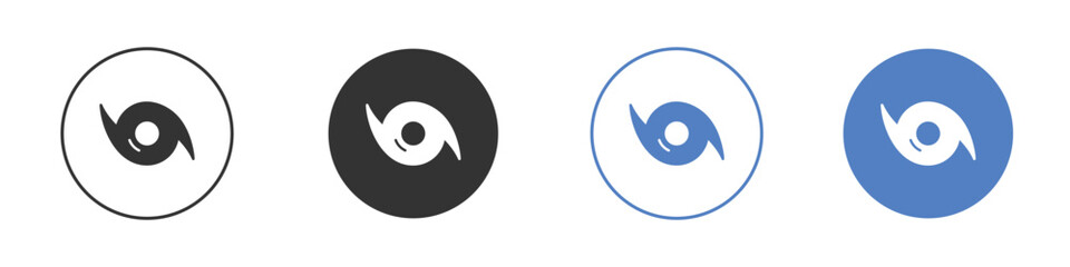 Fototapeta premium Hurricane icon collection for app in black and blue colors