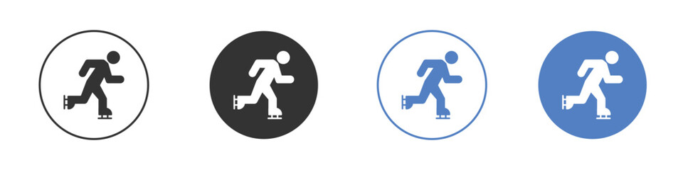 Ice skate icon collection for app in black and blue colors