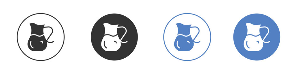 Jug icon collection for app in black and blue colors