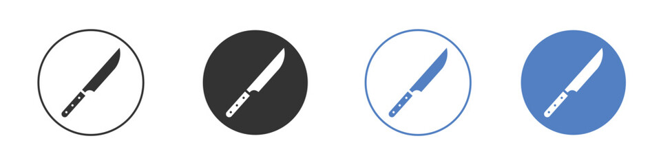 Kitchen knife icon collection for app in black and blue colors