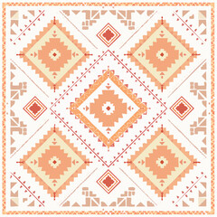 indigenous-inspired textile soft red and ochre palette