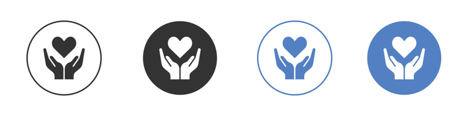 Life insurance icon collection for app in black and blue colors