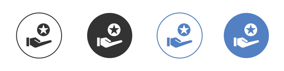 Fototapeta premium Loyalty program icon collection for app in black and blue colors