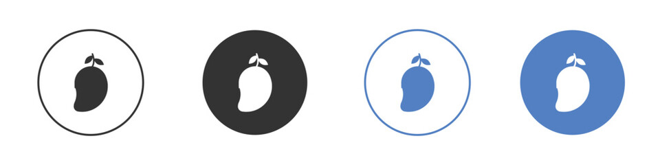 Mango icon collection for app in black and blue colors