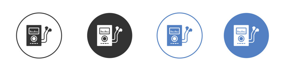 Mp3 Player icon collection for app in black and blue colors