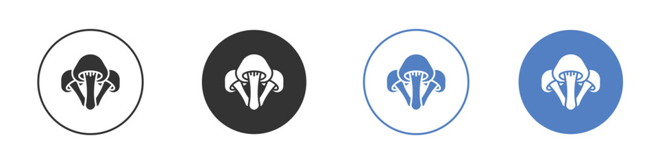 Mushroom icon collection for app in black and blue colors