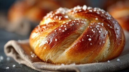 Close Up Of A Golden Baked Pretzel Loaf