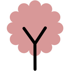 Cute flat cartoon tree doodle isolated.Tree plant stroke hand drawn painting-Element vector illustration