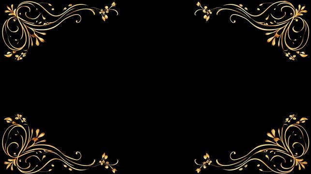 Elegant black background with golden frame
