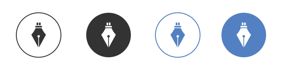 Pen nib icon collection for app in black and blue colors