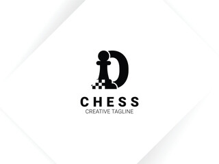 Simple letter O chess logo with pawn and chessboard symbol. Monogram logo template