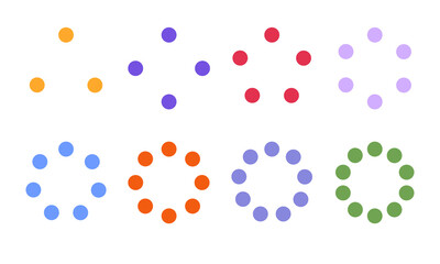 Infographic templates in form of schematic empty circles with step of 3, 4, 5, 6, 7, 8, 9, 10. Vector set illustration of schemes for text, pictograms, structure, composition of closed system.