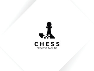 Simple letter J chess logo with pawn and chessboard symbol. Monogram logo template