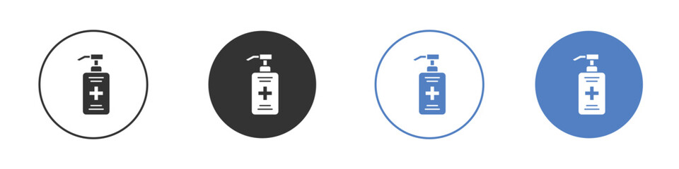 Sanitizer icon collection for app in black and blue colors