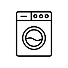 Front-loading washing machine in line art style, icon, vector 