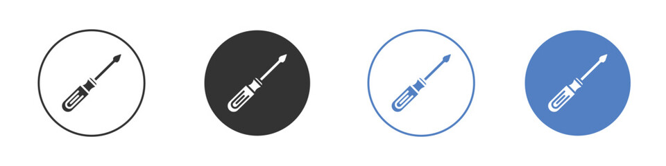 Screwdriver icon collection for app in black and blue colors