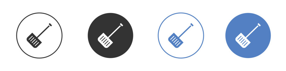 Snow shovel icon collection for app in black and blue colors