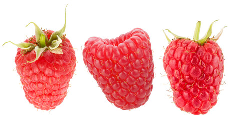 collection of raspberries isolated on a white background