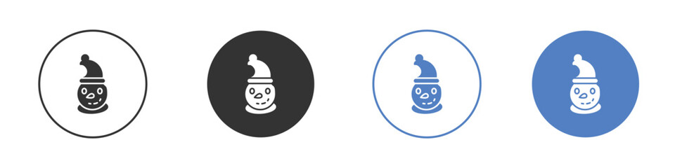 Snowman head icon collection for app in black and blue colors