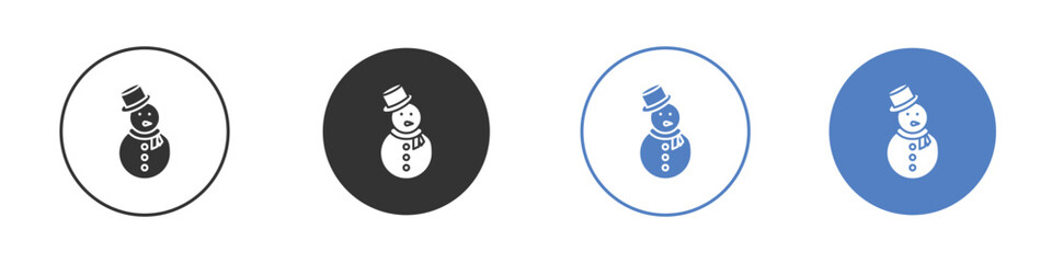 Snowman icon collection for app in black and blue colors