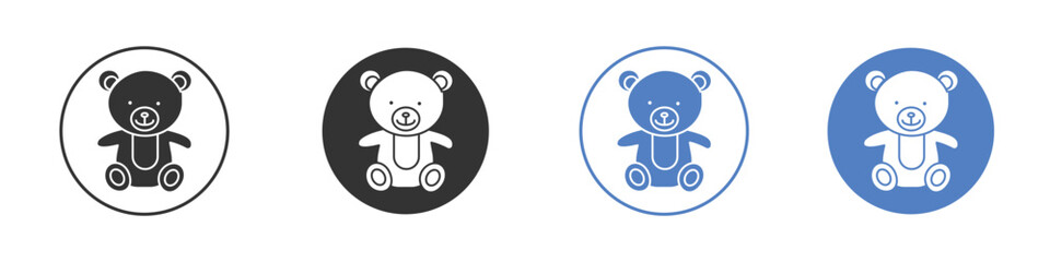 Teddy bear icon collection for app in black and blue colors