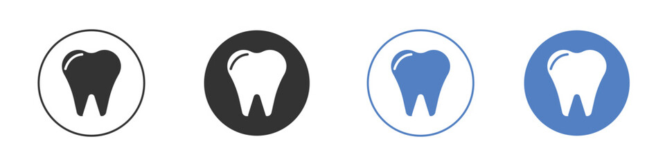 Teeth icon collection for app in black and blue colors