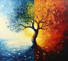 A vibrant tree of seasons