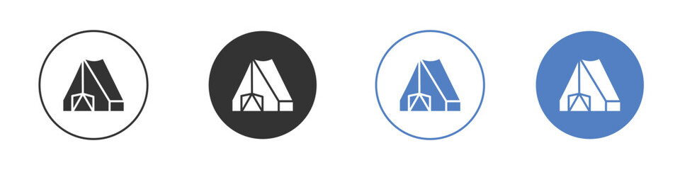 Tent icon collection for app in black and blue colors