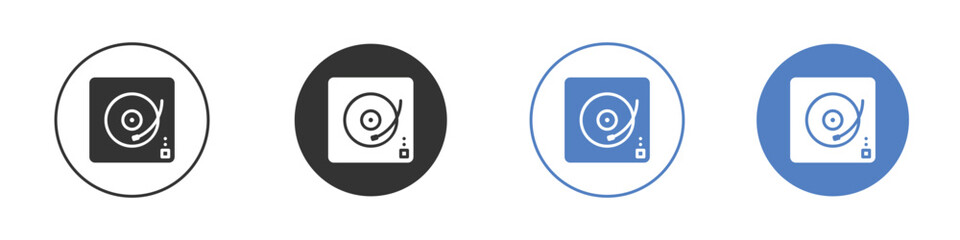 Turntable icon collection for app in black and blue colors