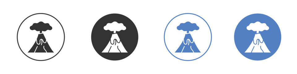 Volcano icon collection for app in black and blue colors