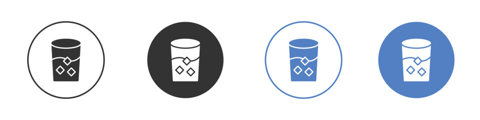 Whiskey Glass icon collection for app in black and blue colors