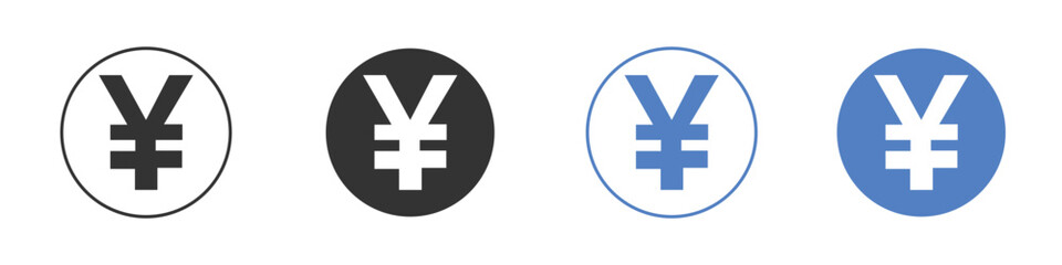 Obraz premium Yen icon collection for app in black and blue colors