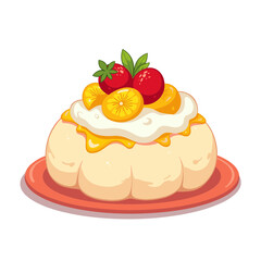 Pavlova with passion fruit vector, colorful dessert on transparent background, ideal for culinary presentations