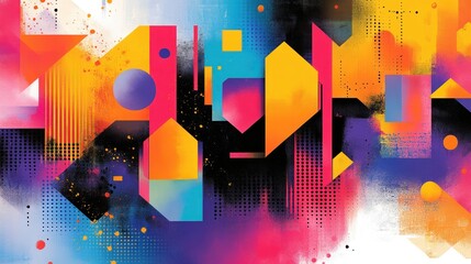 Vibrant abstract geometric shapes in bold colors