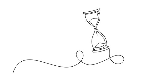 Line time hourglass one hour glass sand continuous watch clock icon. Drawing line hourglass countdown single wait illustration abstract art concept outline logo background sandglass vector past linear