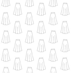 Vector seamless pattern of hand drawn sketch doodle outline skirt isolated on white background