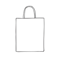 Vector hand drawn sketch doodle outline craft bag isolated on white background