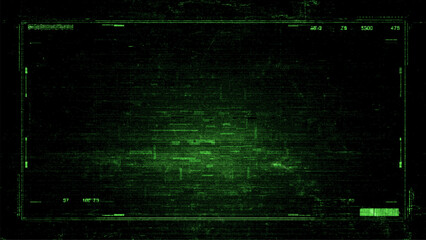 Fototapeta premium Green digital hud screen with glitch effect and data. Technology background for cyber world and futuristic display design.