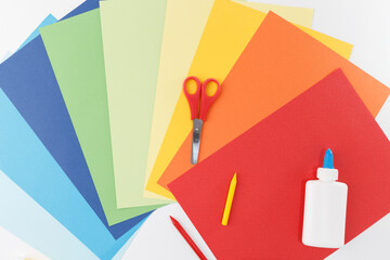 Creative kids craft material layout for art shops, classroom visuals, DIY kits, school supply...