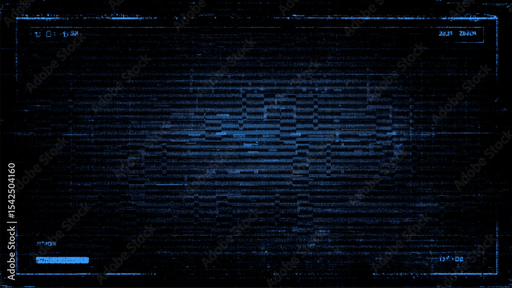Aufkleber Blue data processing screen with a glitch effect. Abstract hud background, perfect for technology and futuristic concepts.