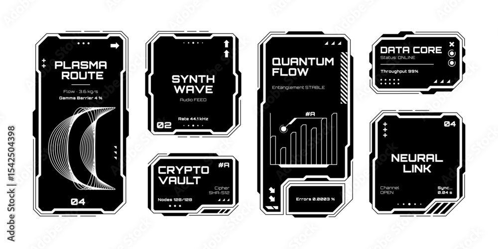 Leinwandbilder Heads up display vector graphics with futuristic computer screens for virtual reality and game user interface.