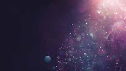 Sparkling glitter dust creating a vibrant pink, purple, and blue bokeh of lights. Dreamy or magical shimmering particles softly glowing. Galaxy or nebula like abstract background.