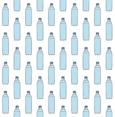 Vector seamless pattern of hand drawn sketch doodle colored bottle of water isolated on white background