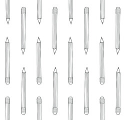 Vector seamless pattern of hand drawn sketch doodle outline pencil isolated on white background