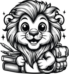 Cute lion Back to School Illustration